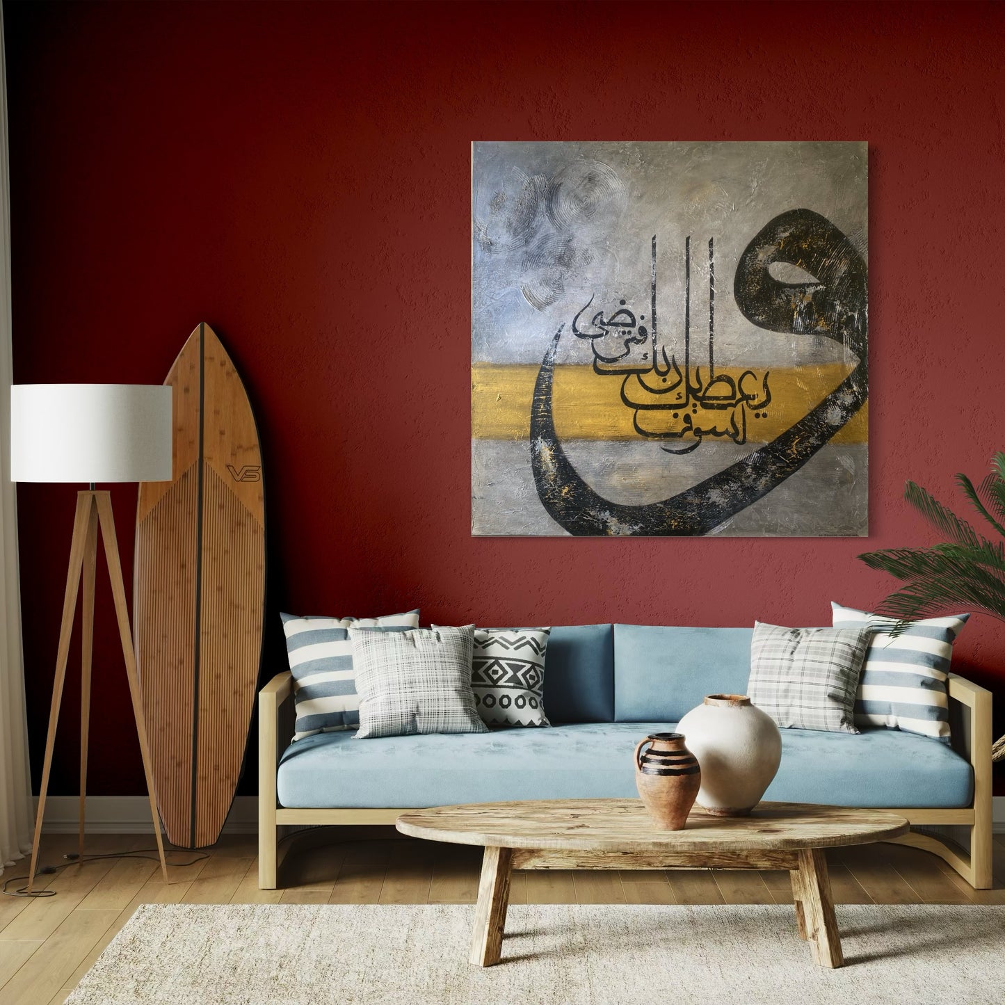 Beautiful abstract Quran wall art in gold and silver | Islamic Hand Painted Canvas Art - ARHP1103