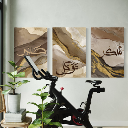 Set of 3 canvases Shukr, Tawakkal and Sabr Islamic modern Wall Art Print on canvas - ARPS2116
