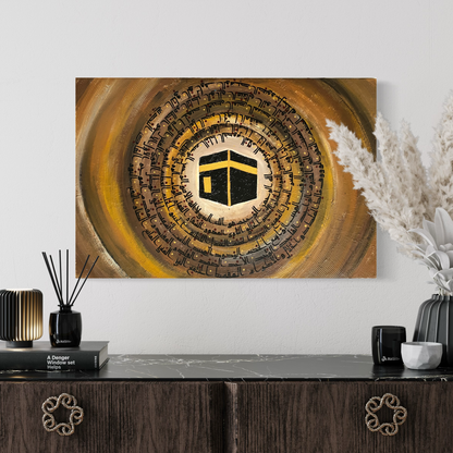 Kaaba - Abstract Earth color hand painted art on canvas | Islamic Canvas Art - ARHP1114
