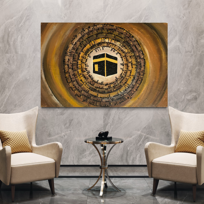 Kaaba - Abstract Earth color hand painted art on canvas | Islamic Canvas Art - ARHP1114