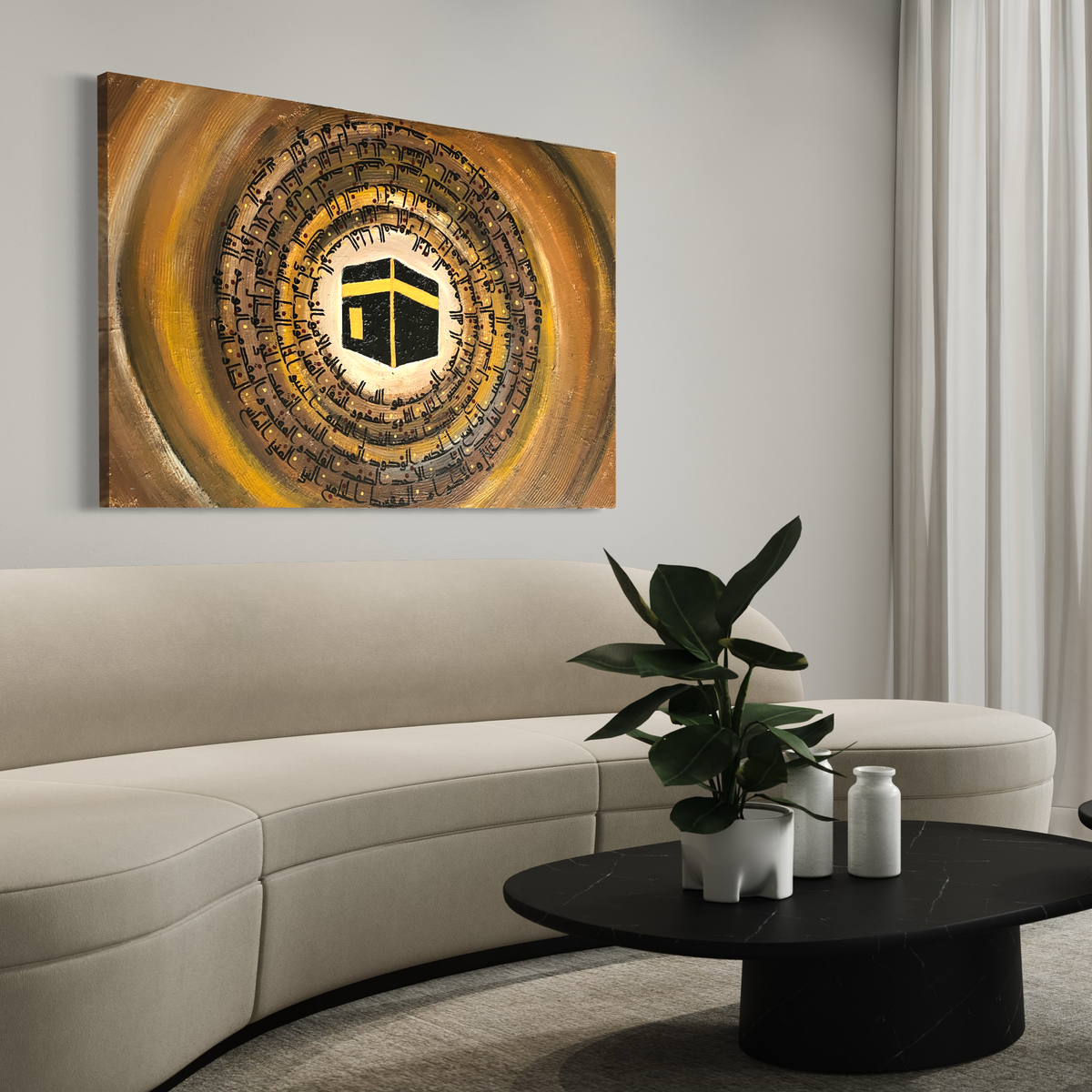 Kaaba - Abstract Earth color hand painted art on canvas | Islamic Canvas Art - ARHP1114